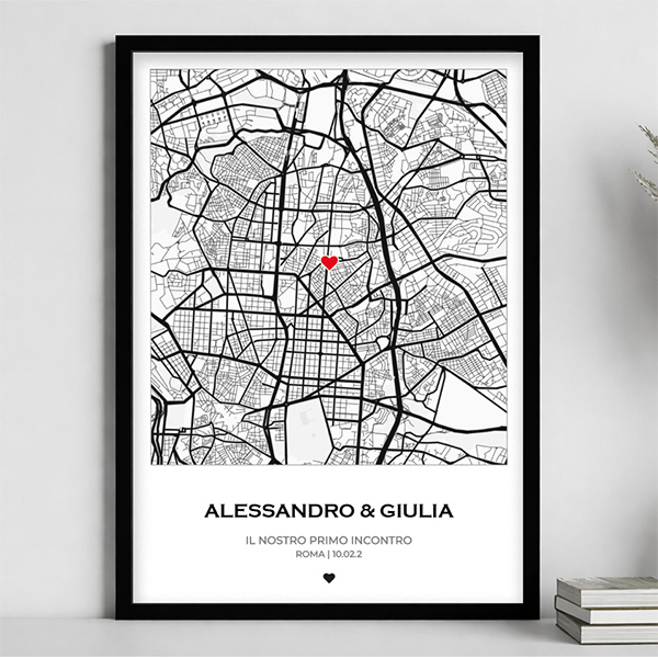 Poster Mappa dell’Amore con Posizione Personalizzata