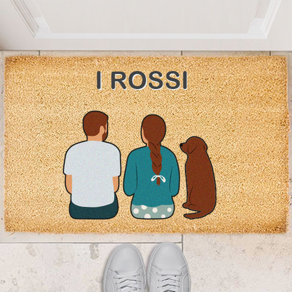 Zerbino con Illustrazione di Famiglia di Spalle e Testo Personalizzato