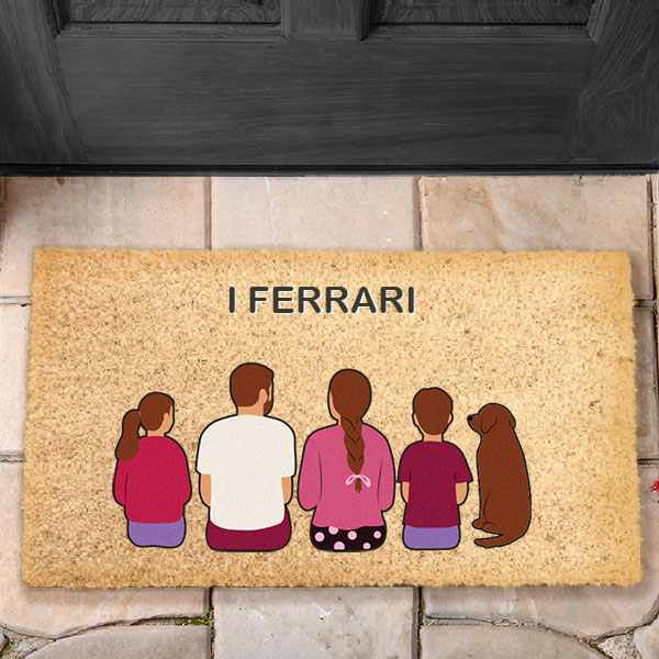 Zerbino con Illustrazione di Famiglia di Spalle e Testo Personalizzato