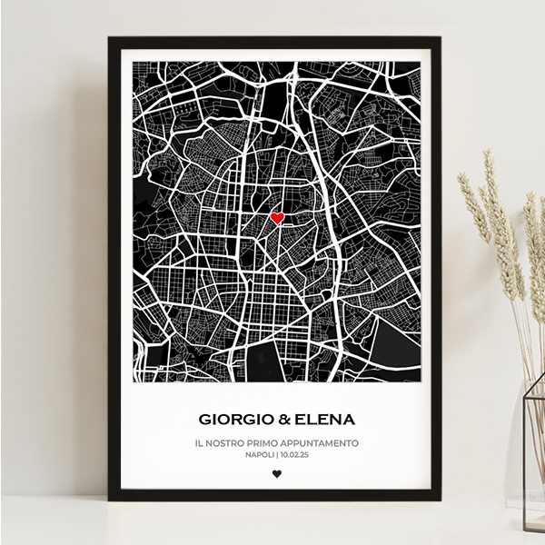 Poster Mappa dell’Amore con Posizione Personalizzata