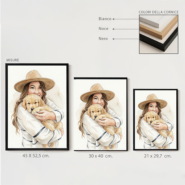 Poster con Illustrazione Foto ad Acquerello Personalizzata