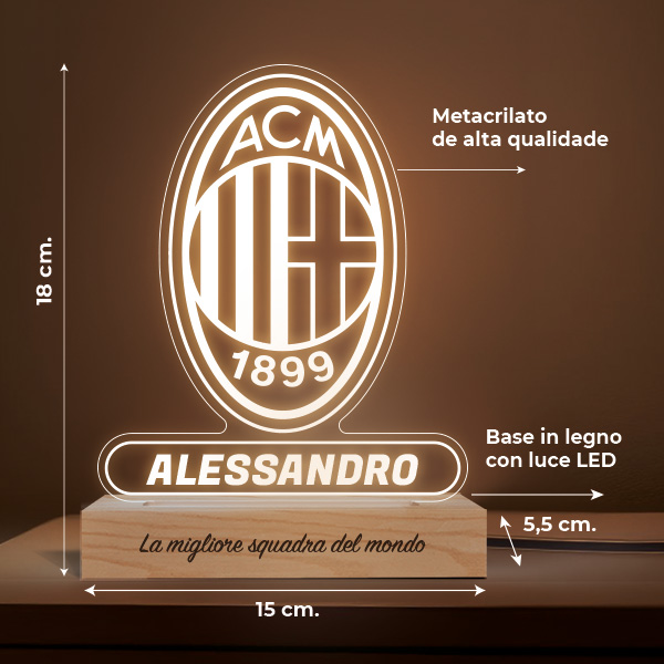 Lampada a Scudo AC Milan personalizzata