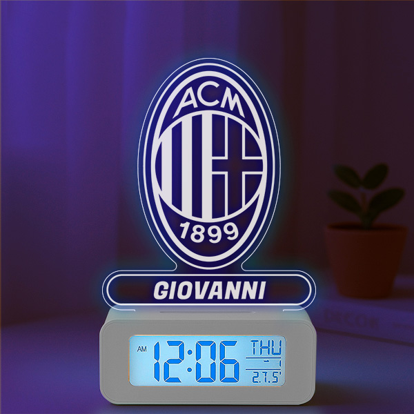 Sveglia con Luce a Scudo AC Milan personalizzata