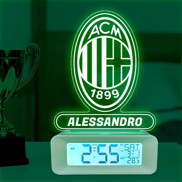 Sveglia con Luce a Scudo AC Milan personalizzata