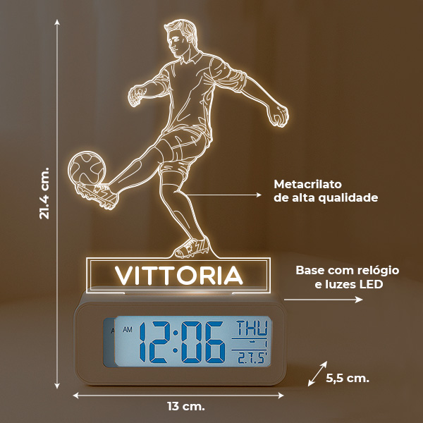 Sveglia con Luce Giocatore di Calcio personalizzato