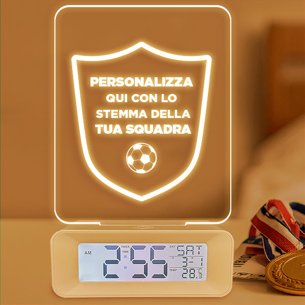 Sveglia con luce con il tuo stemma personalizzato