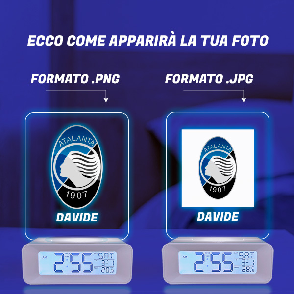 Sveglia con luce con il tuo stemma personalizzato