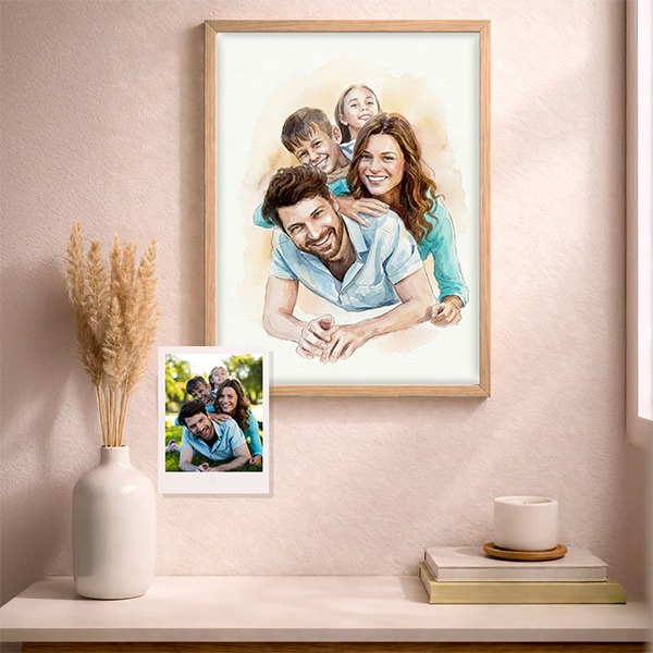 Poster con Illustrazione Foto ad Acquerello Personalizzata
