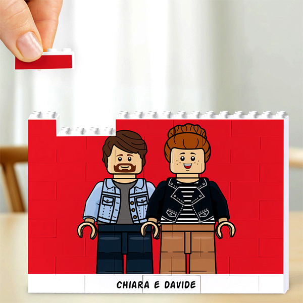 Puzzle di Blocchi con Testo e Omini Lego personalizzati