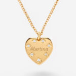Collana Cuore con Brillanti e Testo personalizzato Miniatura di Collana Cuore con Brillanti e Testo personalizzato