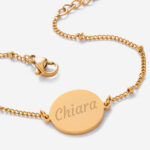 Bracciale da Donna con Ciondolo Rotondo e Testo personalizzato Miniatura di Bracciale da Donna con Ciondolo Rotondo e Testo personalizzato