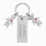 Miniatura di Portachiavi in acciaio con testo e personaggi personalizzati