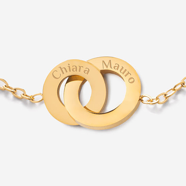 Bracciale da Donna con Cerchi Incrociati con Nomi personalizzati