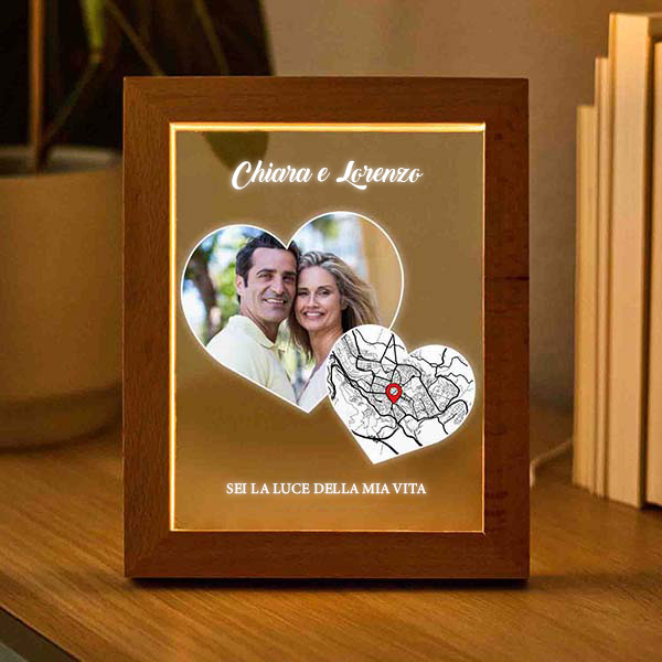 Lampada Cuori con Mappa dell’Amore e Foto personalizzata