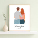 Miniatura di Poster con illustrazione di coppia di spalle personalizzata
