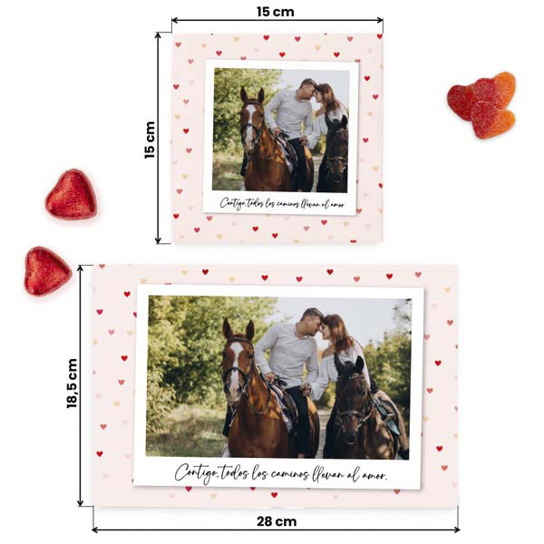 Scatola di Dolci Polaroid Cuori personalizzata con Foto e Testo