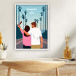 Miniatura di Poster con illustrazione di coppia e palme personalizzato con nomi