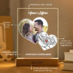 Miniatura di Lampada Cuori con Mappa dell’Amore e Foto personalizzata