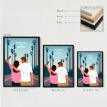 Miniatura di Poster con illustrazione di coppia e palme personalizzato con nomi