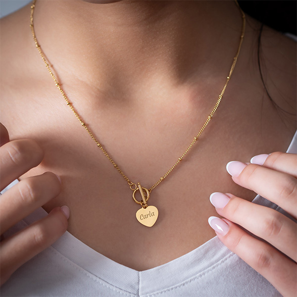 Collana Cuore con Anello e Testo personalizzato
