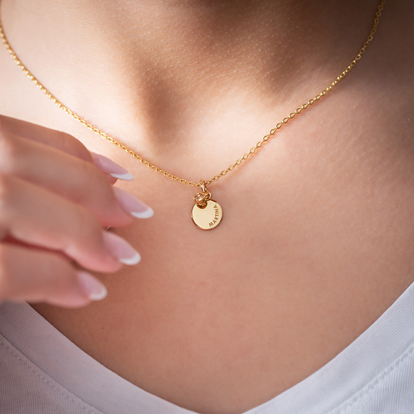 Collana Rotonda con strass e testo personalizzato