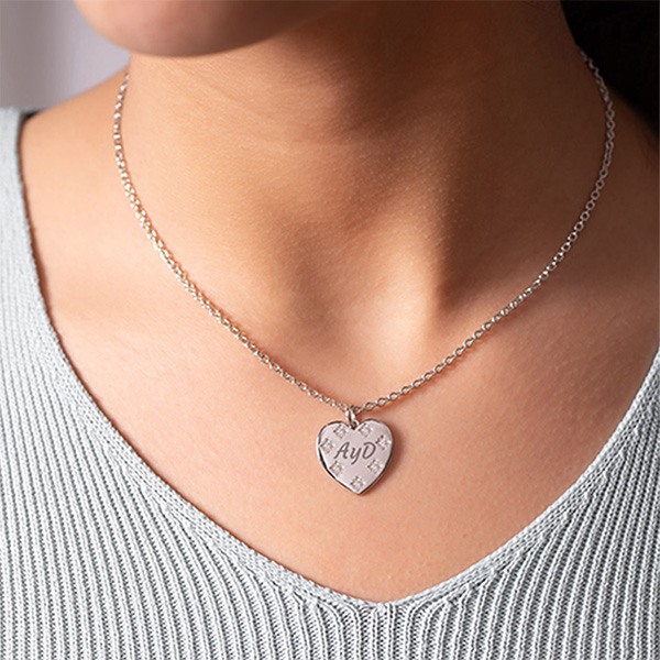 Collana Cuore con Brillanti e Testo personalizzato