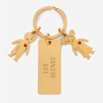 Miniatura di Portachiavi in acciaio con testo e personaggi personalizzati