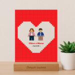 Miniatura di Targa o Lampada Design Cuore Rosso con Nomi, Testo e Lego personalizzati