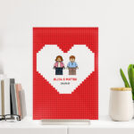 Miniatura di Targa o Lampada Design Cuore Rosso con Nomi, Testo e Lego personalizzati