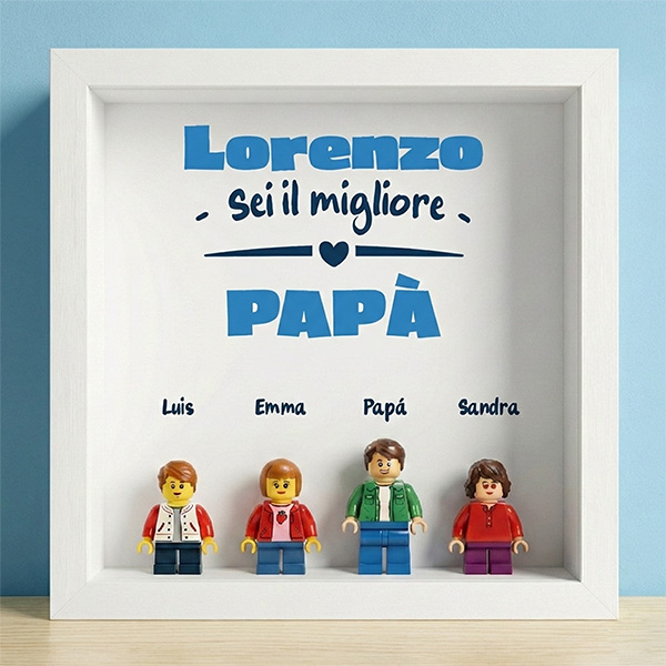 Quadro con minifigure tipo Lego Sei il Miglior Papà e Nomi Personalizzati