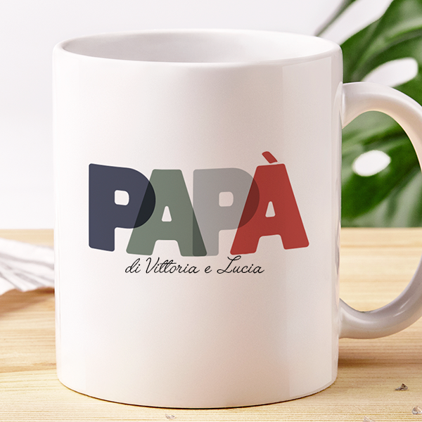 Tazza Papà con Lettere Colorate e Nomi personalizzata