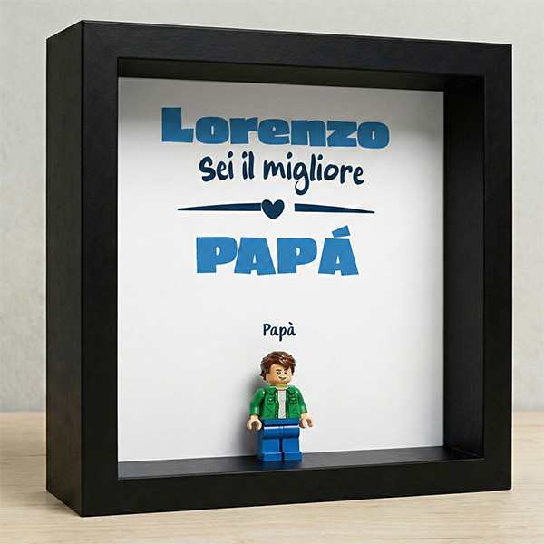 Quadro con minifigure tipo Lego Sei il Miglior Papà e Nomi Personalizzati