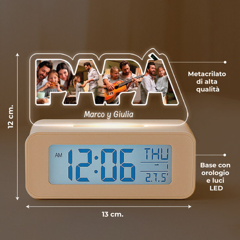 Sveglia con Luce PAPÀ e Foto personalizzate