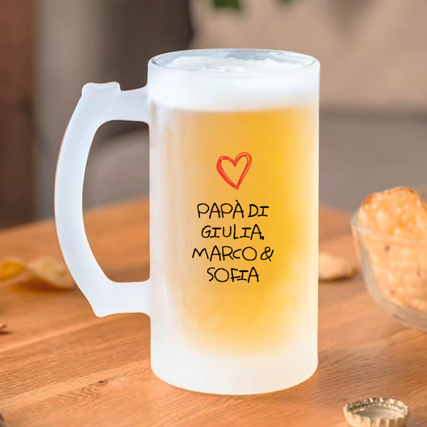 Boccale da Birra con Cuore e Testo per Papà personalizzato