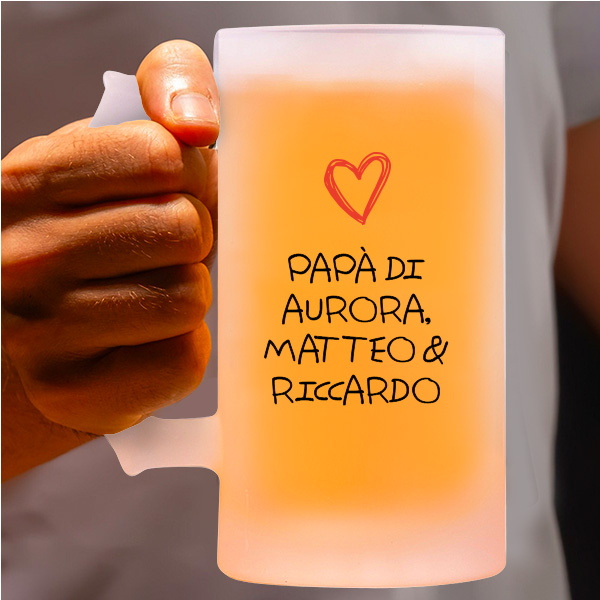 Boccale da Birra con Cuore e Testo per Papà personalizzato