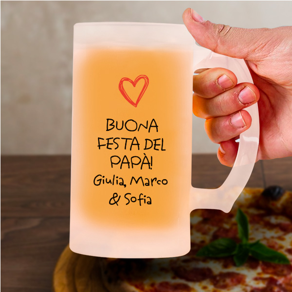 Boccale da Birra con Cuore e Testo per Papà personalizzato
