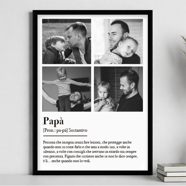 Poster Definizione di Papà in Bianco e Nero con Foto Personalizzate