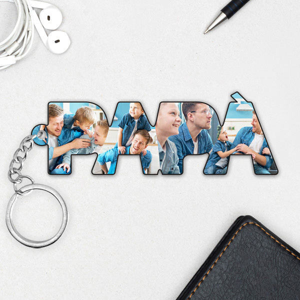 Portachiavi con Foto nelle lettere Papà personalizzato