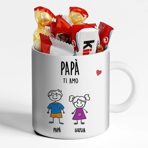 Tazza Pupazzetti con Testo personalizzata