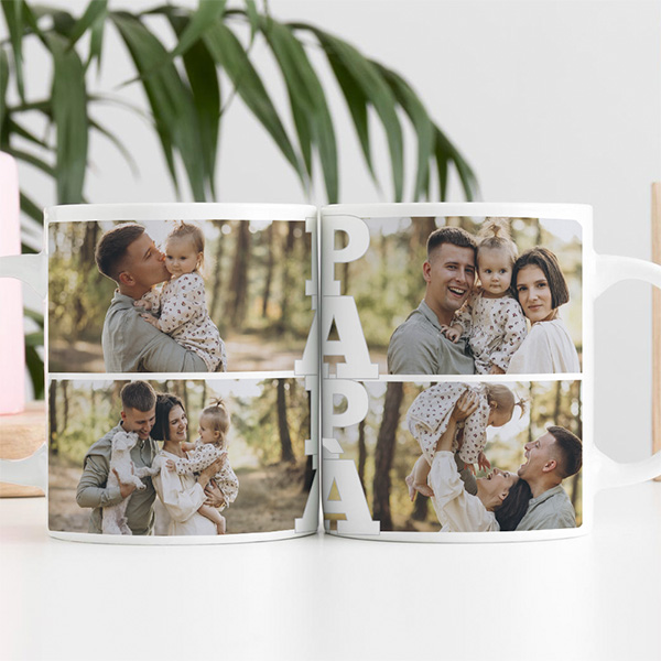 Tazza Papà con 4 Foto personalizzata
