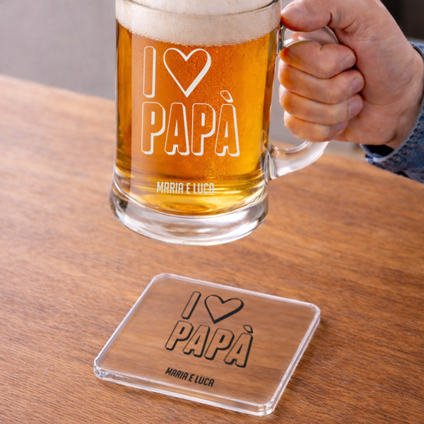 Boccale da Birra I Love Papà con Testo personalizzato