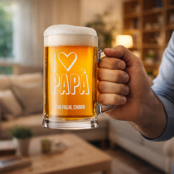 Boccale da Birra I Love Papà con Testo personalizzato