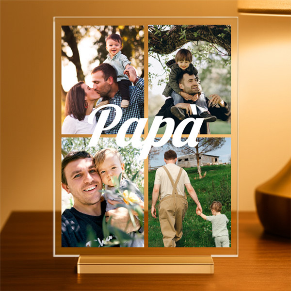 Lampada Papà con Collage 4 Foto personalizzata