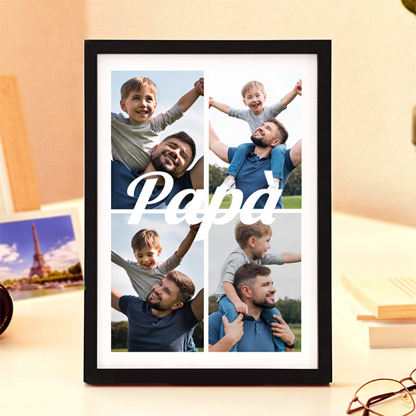 Lampada Papà con Collage 4 Foto personalizzata