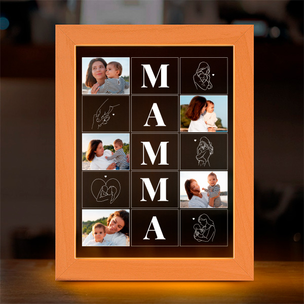 Lampada Mamma con Quattro Foto e Silhouette personalizzata