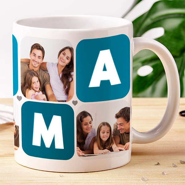 Tazza Mamma Cubi Cuore con Cinque Foto personalizzata