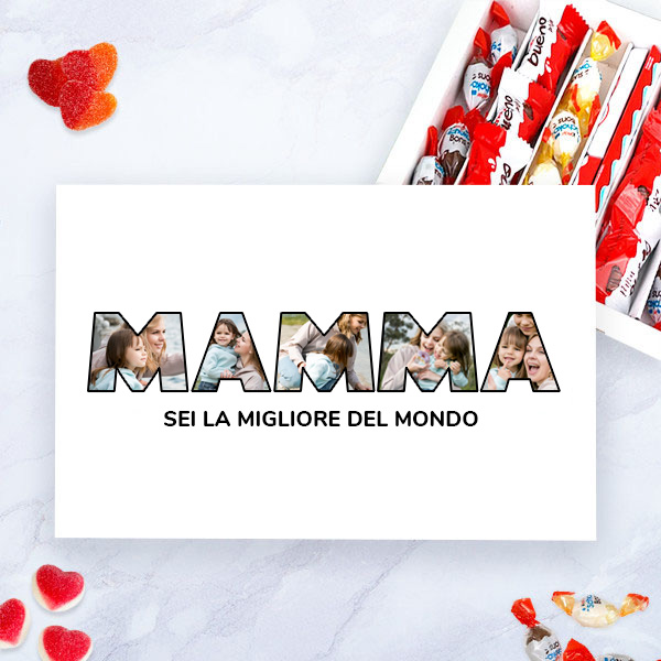 Scatola di Dolci Mamma con Foto nelle Lettere personalizzata