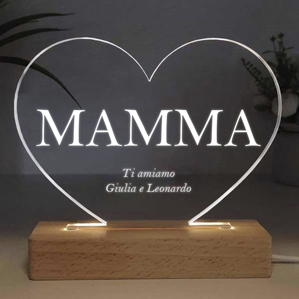 Lampada Mamma a forma di cuore personalizzata