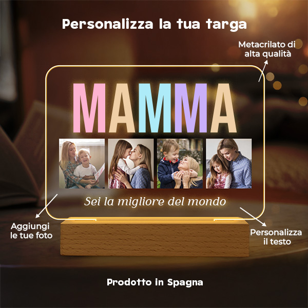 Lampada Mamma multicolore personalizzata