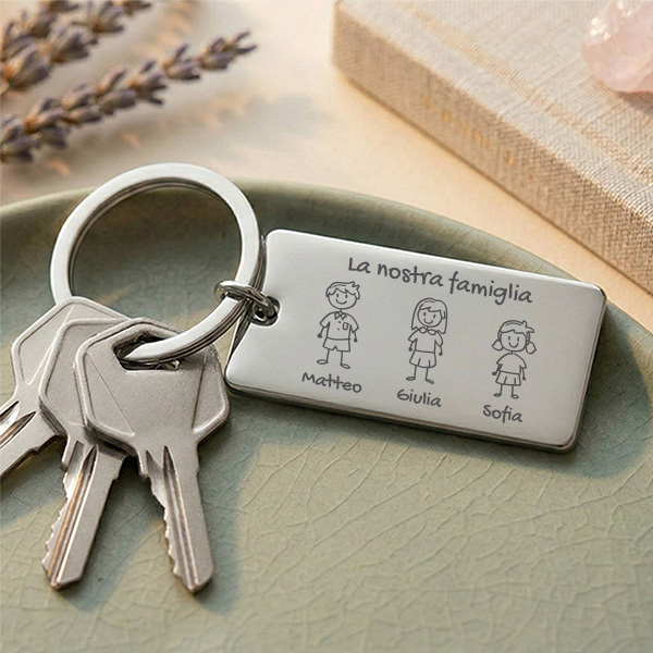 Portachiavi Familiare in Acciaio con Omini personalizzati